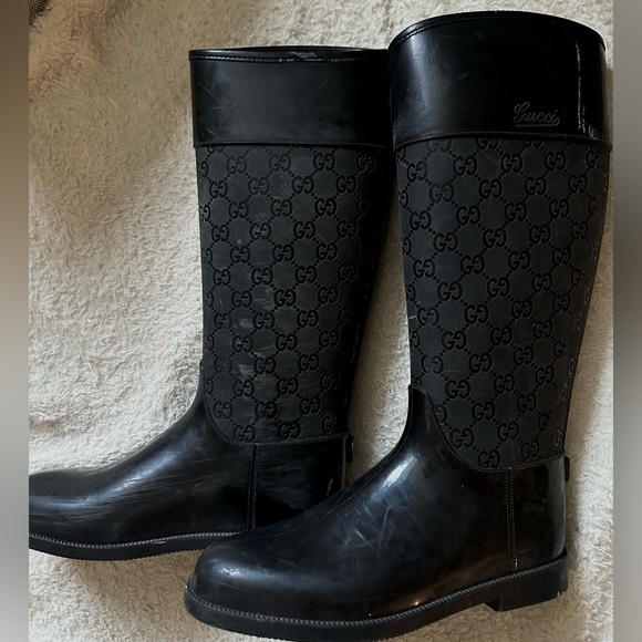 Gucci Monogram Riding Style Knee high Rain Boots 37 - Picture 3 of 3